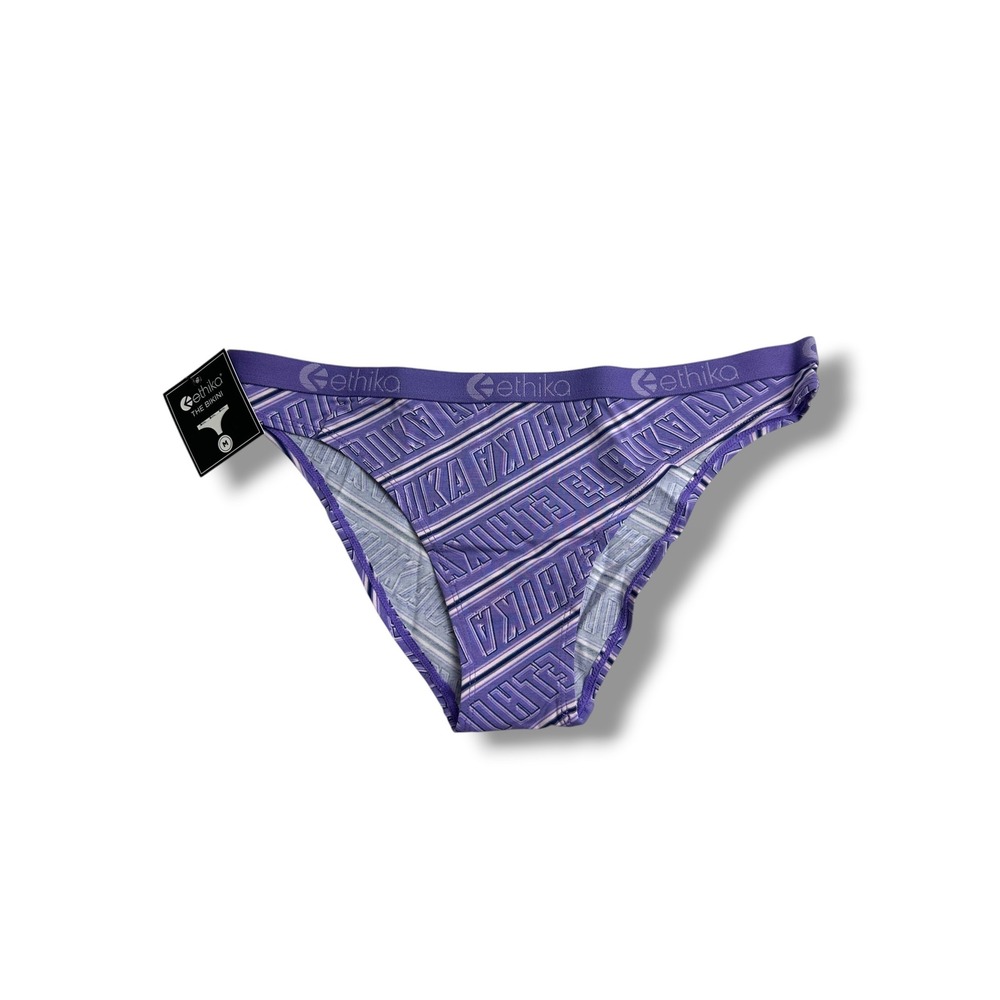 Ethika The Bikini Women Medium Purple Logo Stripe Low Rise Underwear WLBK1925